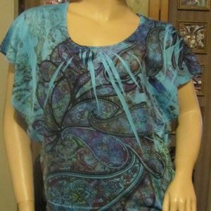 Susan Lawrence Blue Top size S